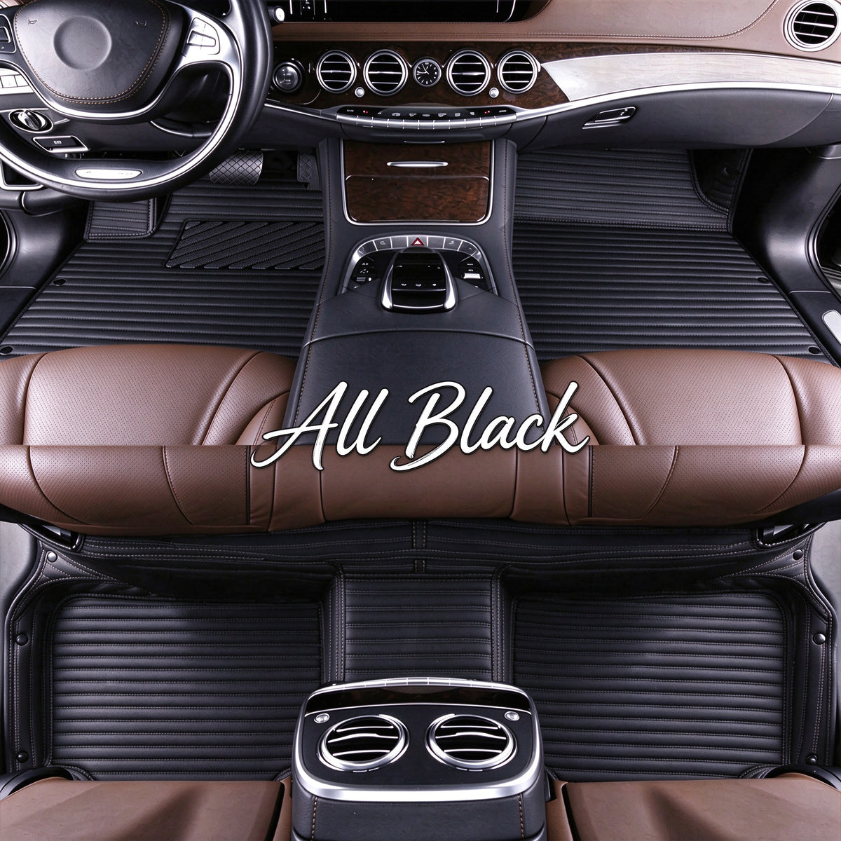 STRIPED CAR FLOOR MATS – SINGLE LAYER, CUSTOM-FIT ALL-WEATHER