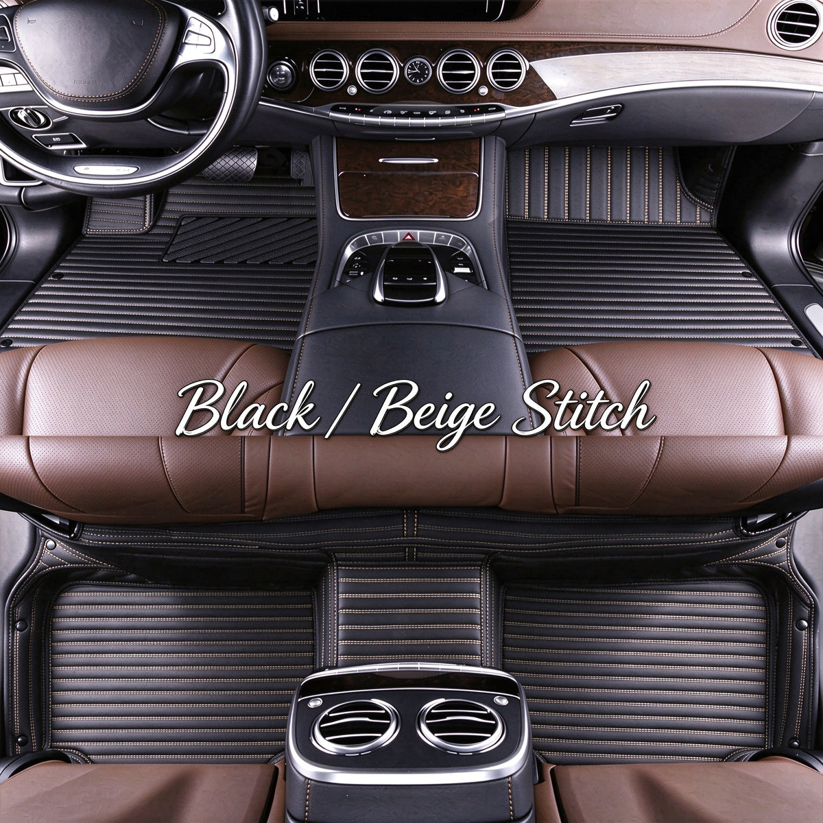 STRIPED CAR FLOOR MATS – SINGLE LAYER, CUSTOM-FIT ALL-WEATHER