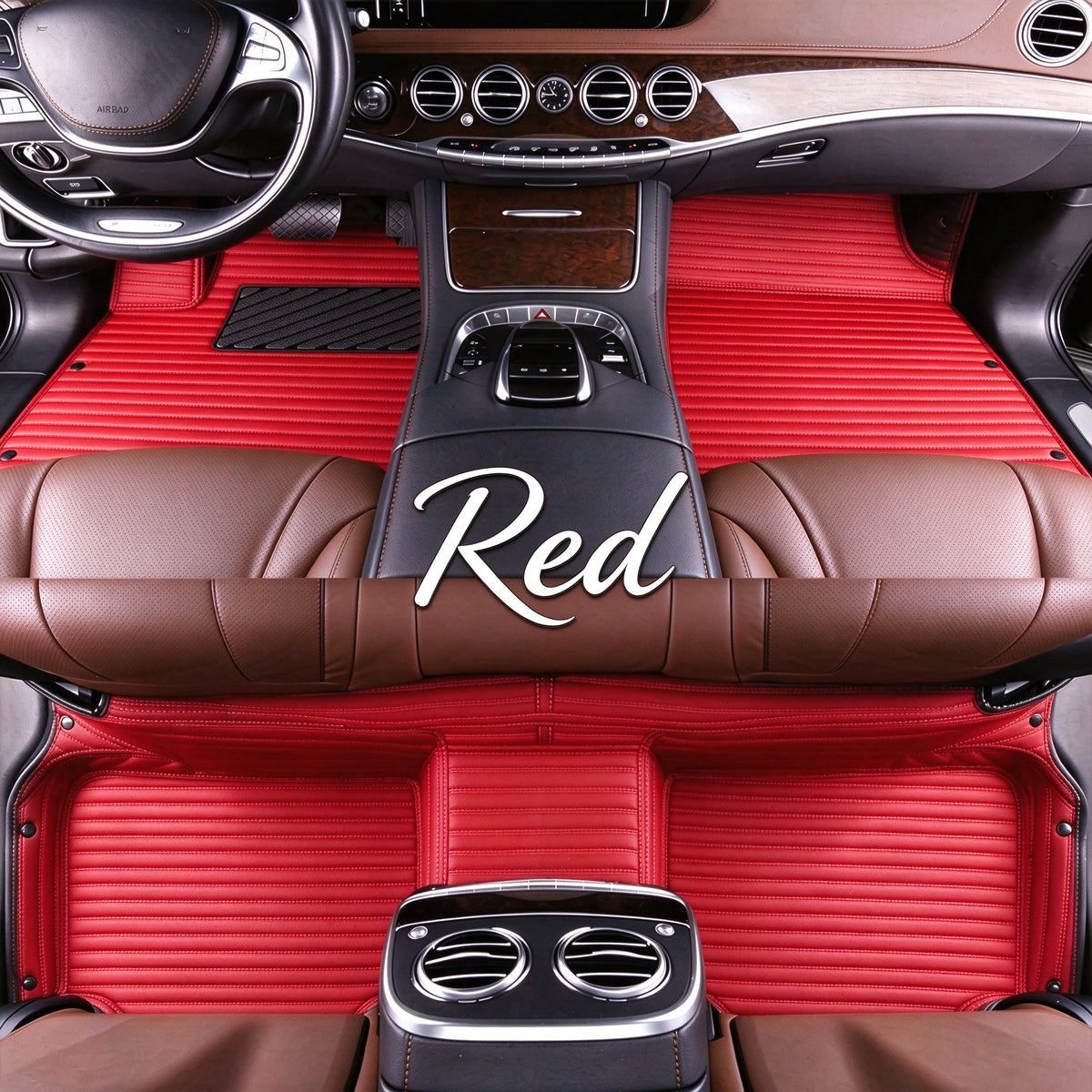 STRIPED CAR FLOOR MATS – SINGLE LAYER, CUSTOM-FIT ALL-WEATHER