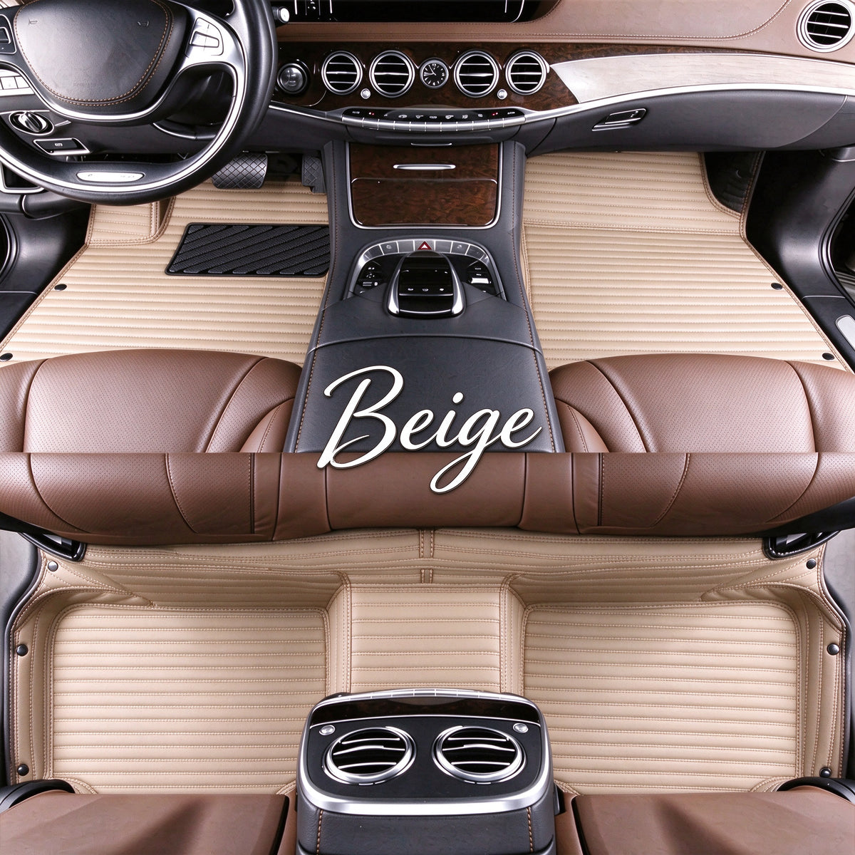 STRIPED CAR FLOOR MATS – SINGLE LAYER, CUSTOM-FIT ALL-WEATHER