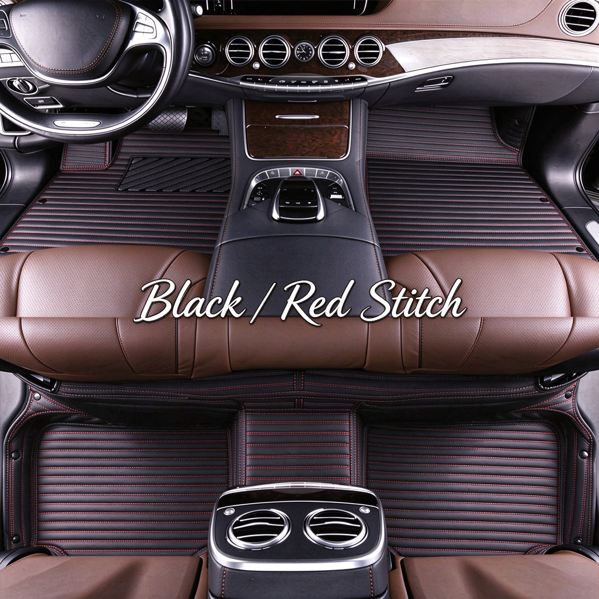 STRIPED CAR FLOOR MATS – SINGLE LAYER, CUSTOM-FIT ALL-WEATHER
