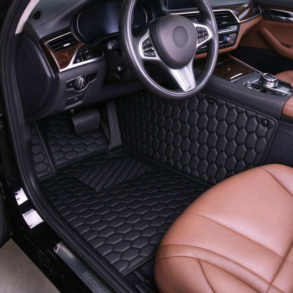 HONEYCOMB CAR FLOOR MATS – SINGLE LAYER, CUSTOM-FIT ALL-WEATHER